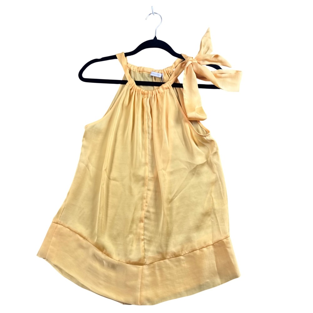 New York & Company Satin Halter Top M Butter Yellow Coquette Balletcoreโ Y2K